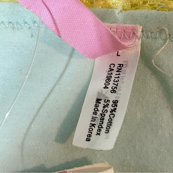 #046 Sz L Urban Behavior Blue and Yellow Lace Trimmed Bikini Panties - Picture 8 of 8